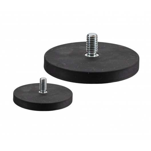 Rubber coated magnet with threaded pin