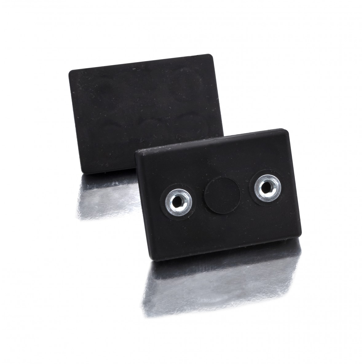 Rectangular drilled and tapped rubber coated magnets