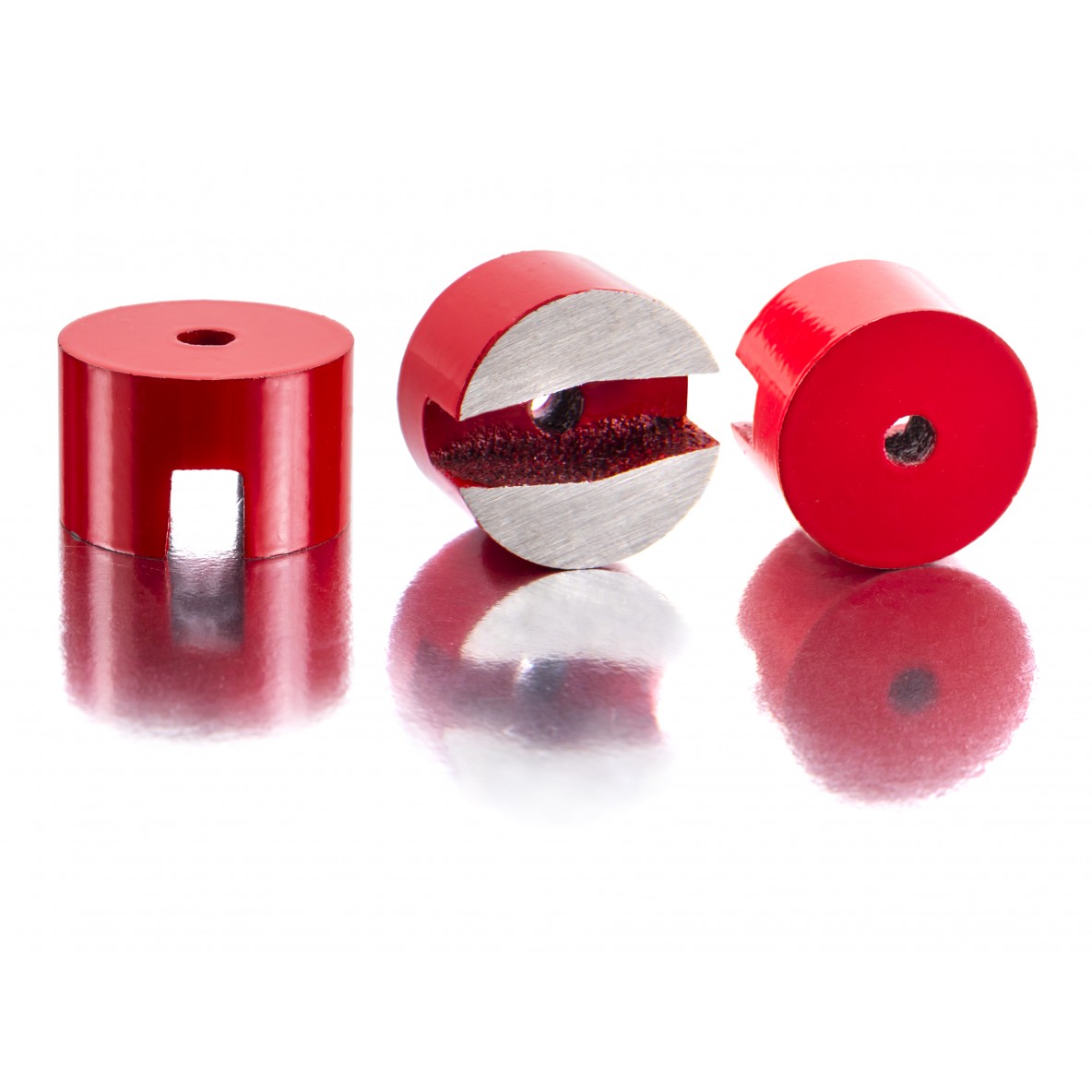 Aimants bouton laqués rouges Alnico