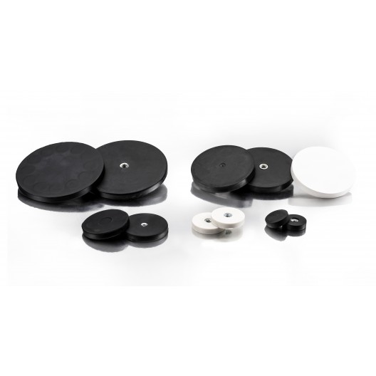 Rond drilled and tapped rubber coated magnets