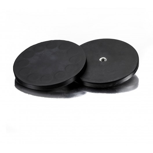 Rond drilled and tapped rubber coated magnets
