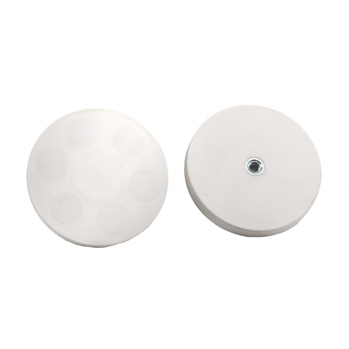 Rond drilled and tapped rubber coated magnets