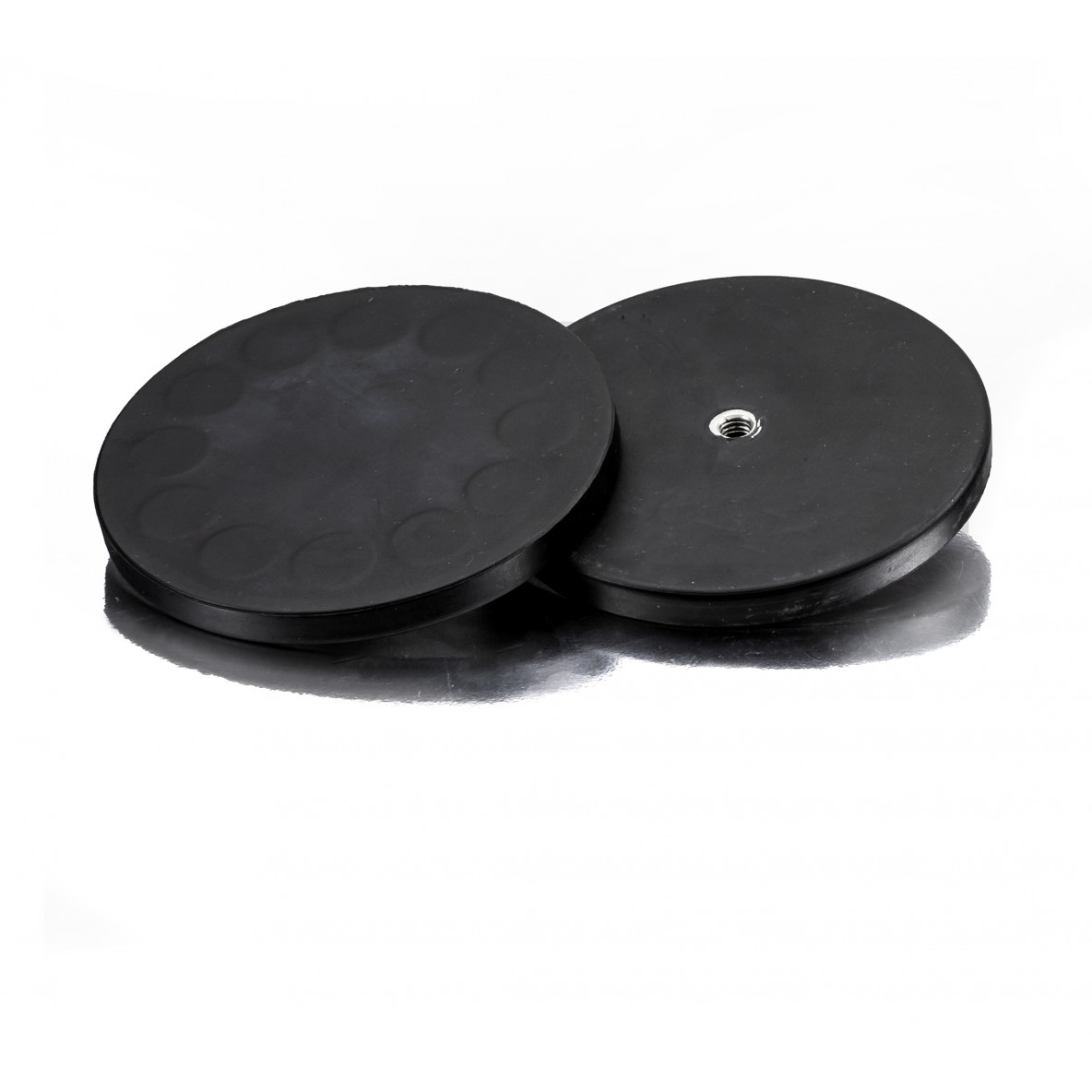 Rond drilled and tapped rubber coated magnets
