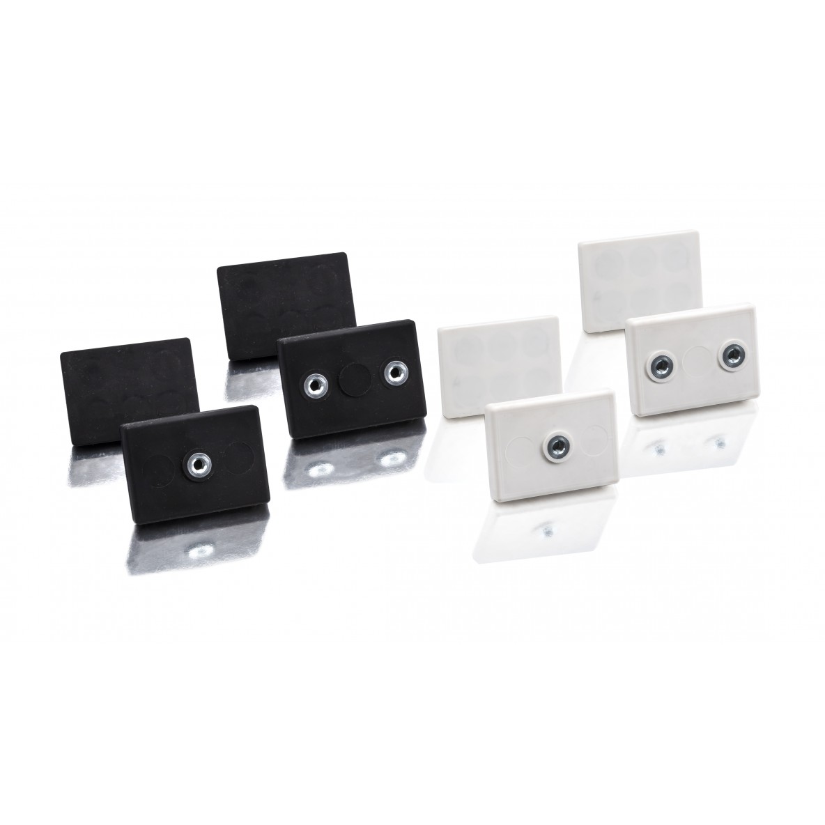 Rectangular drilled and tapped rubber coated magnets